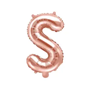 Globo de aluminio con la letra "S", 35 cm, color oro rosa