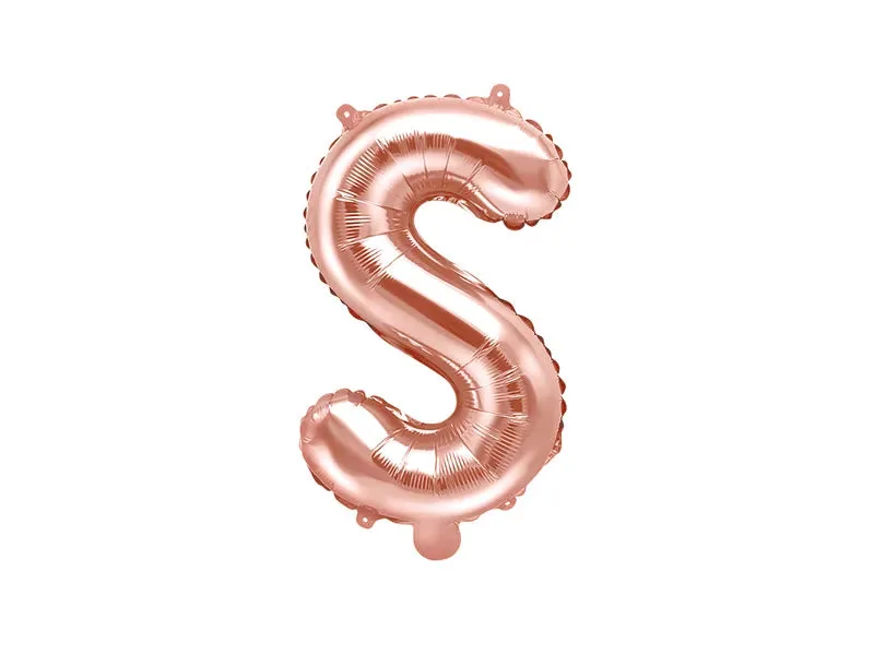 Globo de aluminio con la letra "S", 35 cm, color oro rosa