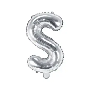 Globo de aluminio con la letra "S", 35 cm, color plata