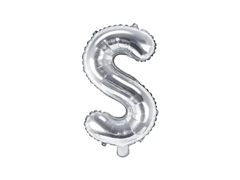 Globo de aluminio con la letra "S", 35 cm, color plata