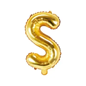 Globo de aluminio con la letra "S", 35 cm, dorado