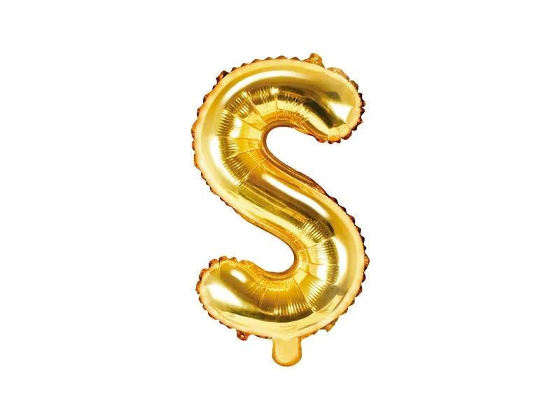 Globo de aluminio con la letra "S", 35 cm, dorado