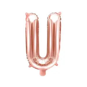 Globo de aluminio con la letra "U", 35 cm, color oro rosa