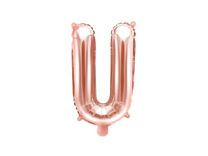 Globo de aluminio con la letra "U", 35 cm, color oro rosa