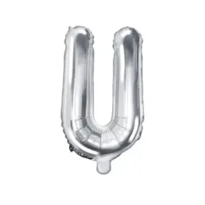 Globo de aluminio con la letra "U", 35 cm, color plata