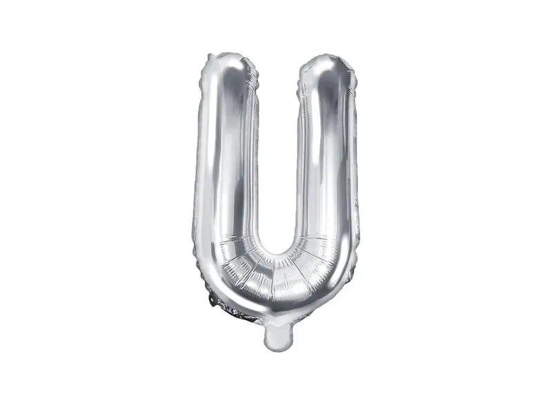 Globo de aluminio con la letra "U", 35 cm, color plata