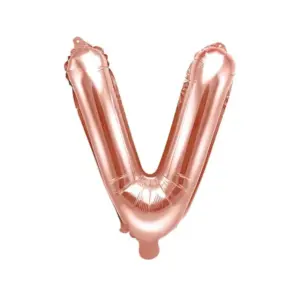 Globo de aluminio con la letra "V", 35 cm, color oro rosa