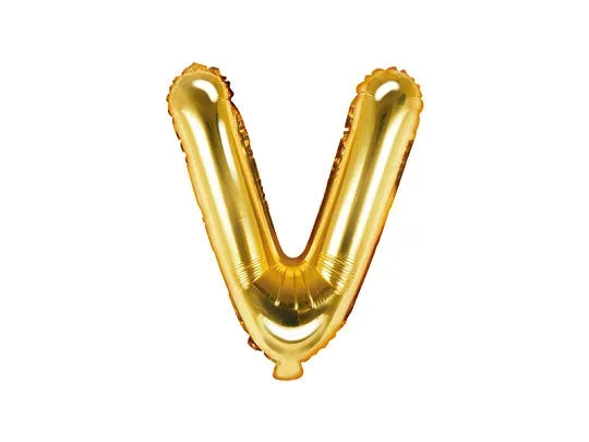 Globo de aluminio con la letra "V", 35 cm, dorado