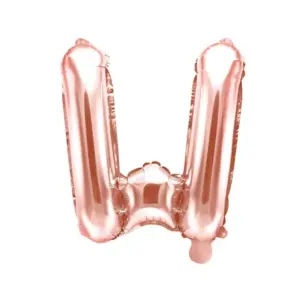 Globo de aluminio con la letra "W", 35 cm, color oro rosa