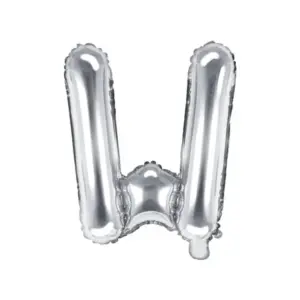Globo de aluminio con la letra "W", 35 cm, color plata