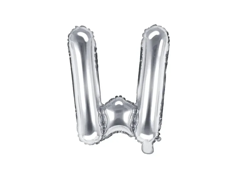 Globo de aluminio con la letra "W", 35 cm, color plata