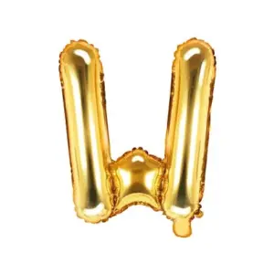 Globo de aluminio con la letra "W", 35 cm, dorado