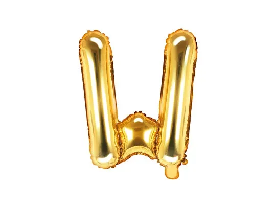 Globo de aluminio con la letra "W", 35 cm, dorado