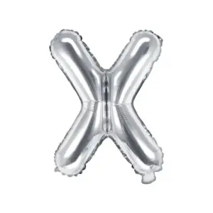 Globo de aluminio con la letra "X", 35 cm, color plata