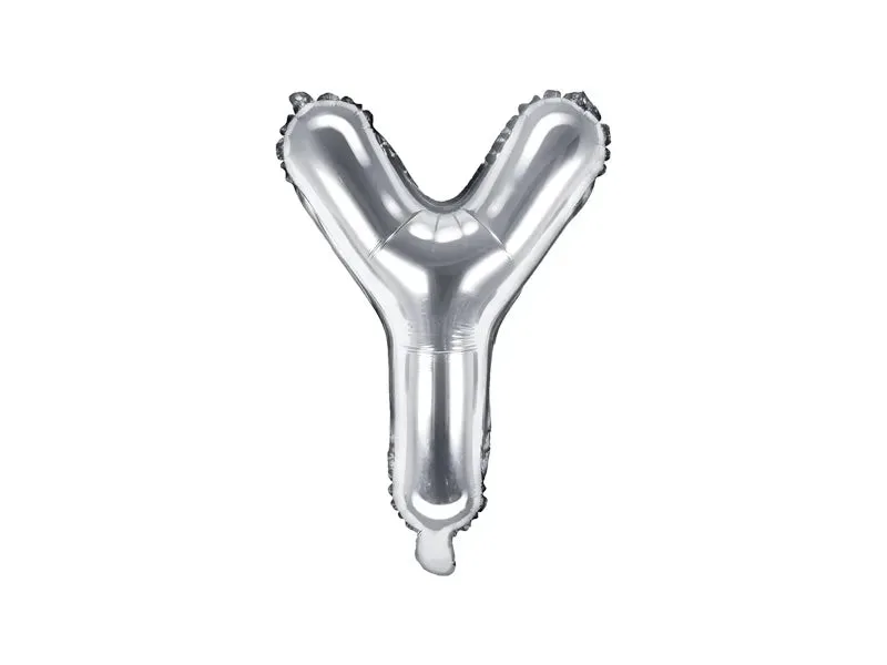 Globo de aluminio con la letra "Y", 35 cm, color plata