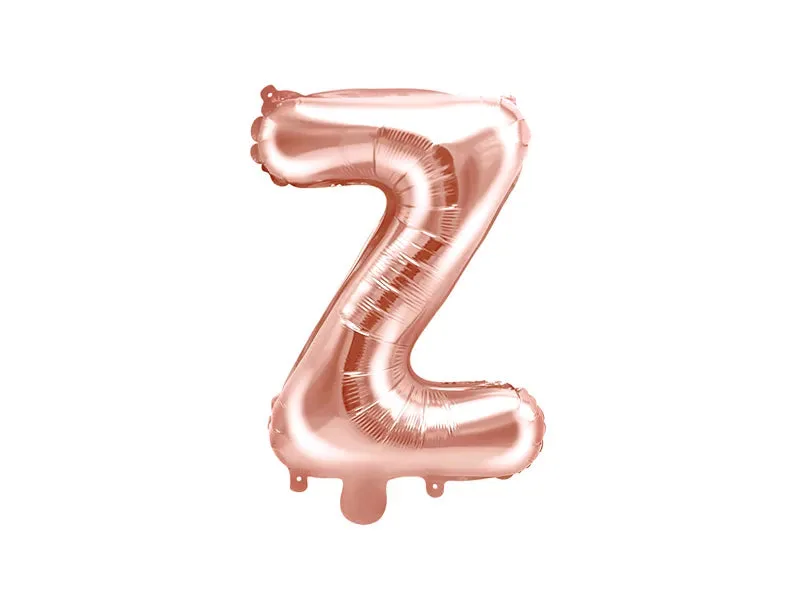 Globo de aluminio con la letra "Z", 35 cm, color oro rosa