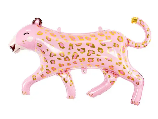 Globo de aluminio con motivo de guepardo o leopardo, color rosa, 103 cm