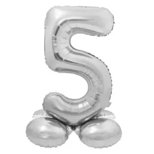 Globo de aluminio con número "5" de pie, 72 cm, color plata
