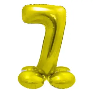 Globo de aluminio con número 7 de pie, 72 cm, dorado