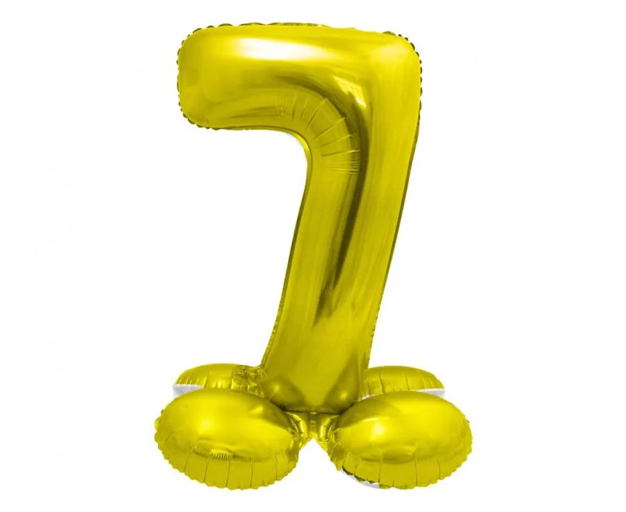 Globo de aluminio con número 7 de pie, 72 cm, dorado