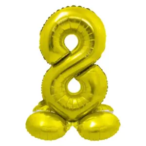 Globo de aluminio con número "8" de pie, 72 cm, dorado