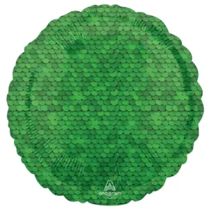 Globo de aluminio con purpurina y lentejuelas verdes, 17"/43 cm