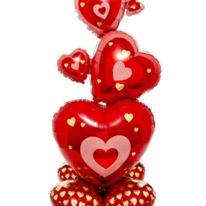Globo de aluminio Corazones rojos, AirLoonz, 55" / 139 cm