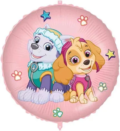 Globo de aluminio de la Patrulla Canina, redondo, chicas 18" / 46 cm