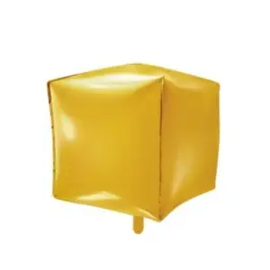 Globo de aluminio en forma de cubo, dorado, 14"/35 cm