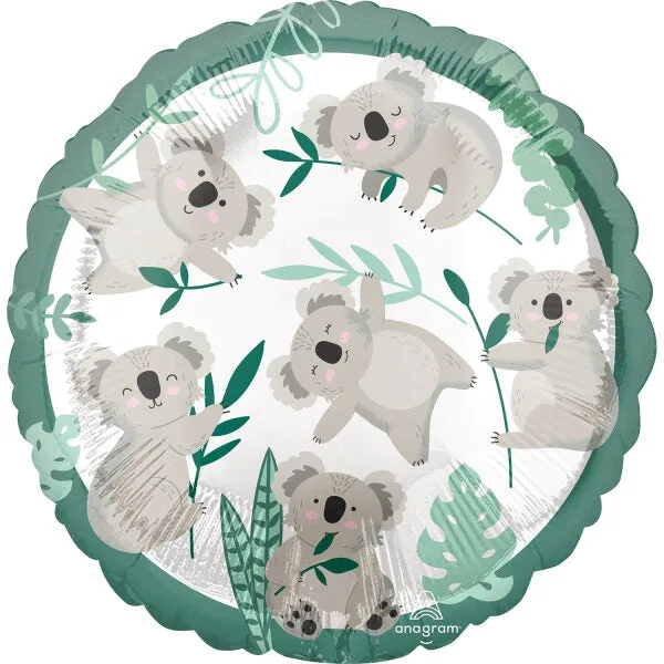 Globo de aluminio Koala, redondo, 17" / 43 cm