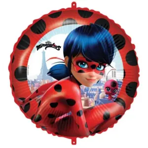 Globo de aluminio Miraculous/Ladybug, redondo, 18" / 46 cm