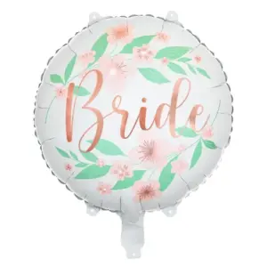 Globo de aluminio Novia, redondo, con flores, 40 cm