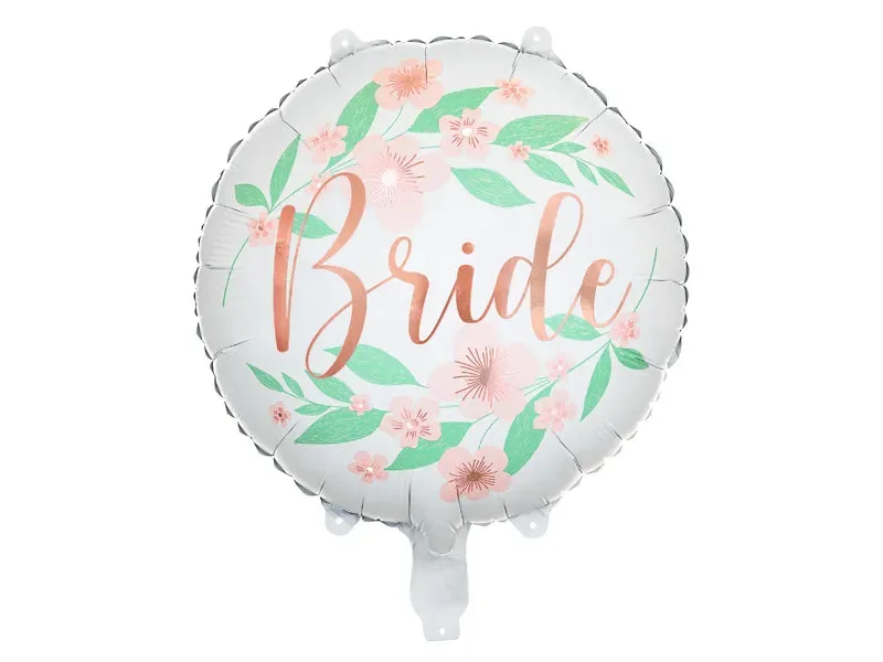 Globo de aluminio Novia, redondo, con flores, 40 cm