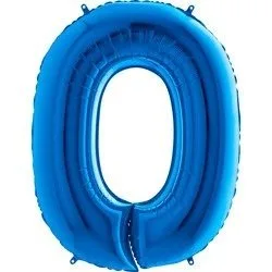 Globo de aluminio número "0", 102 cm, color azul