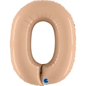 Globo de aluminio número "0", 102 cm, color nude