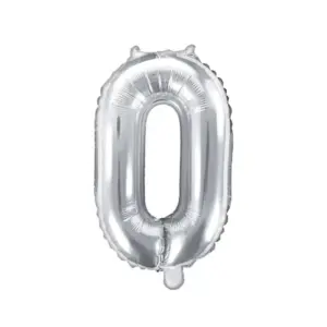 Globo de aluminio número 0, 35 cm, color plata