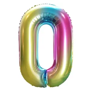 Globo de aluminio número "0", 85 cm, arco iris