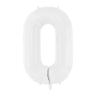 Globo de aluminio número 0, 86 cm, color blanco
