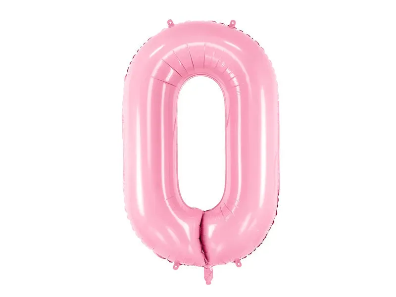 Globo de aluminio número 0, 86 cm, color rosa