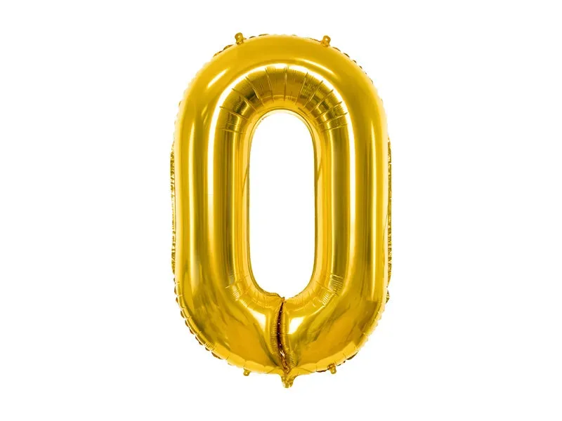 Globo de aluminio número 0, 86 cm, dorado
