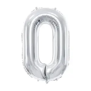Globo de aluminio número '0', 86 cm, plata
