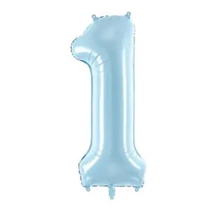 Globo de aluminio número 1, 86 cm, color azul claro