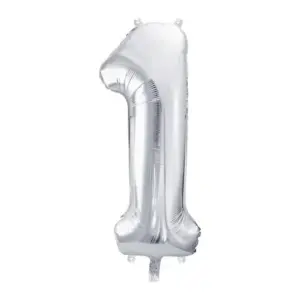 Globo de aluminio número 1, 86 cm, plata