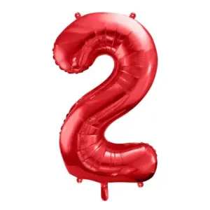 Globo de aluminio número 2, 86 cm, rojo