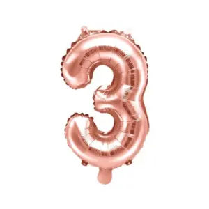 Globo de aluminio número 3, 35 cm, oro rosa