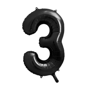 Globo de aluminio número 3, 86 cm, color negro
