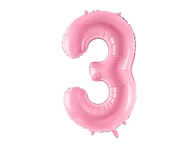 Globo de aluminio número 3, 86 cm, color rosa