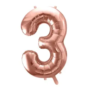Globo de aluminio número 3, 86 cm, oro rosa