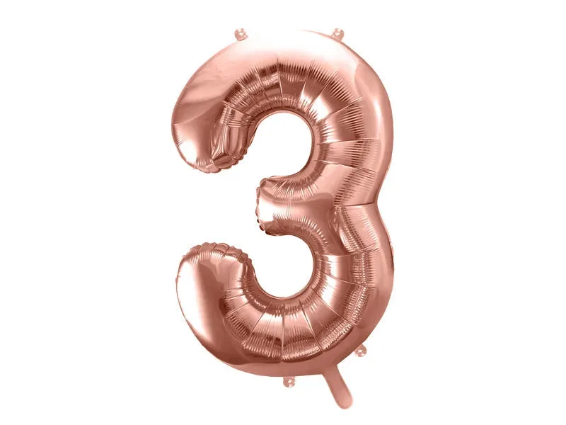 Globo de aluminio número 3, 86 cm, oro rosa