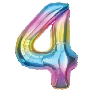 Globo de aluminio número "4", 85 cm, arco iris
